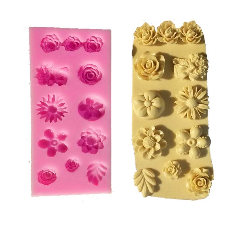 FOYARA Rose Silicone Chocolate Mold Mini Flower Fondant Mold for Sugarcraft Cake Decoration Resin Polymer Clay Soap Wax Making - Image 1